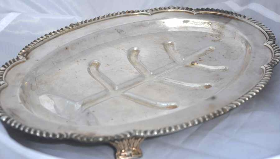 2150 (Silverplate, Hollowware) Meat Platter with Well Tree by Friedman-1