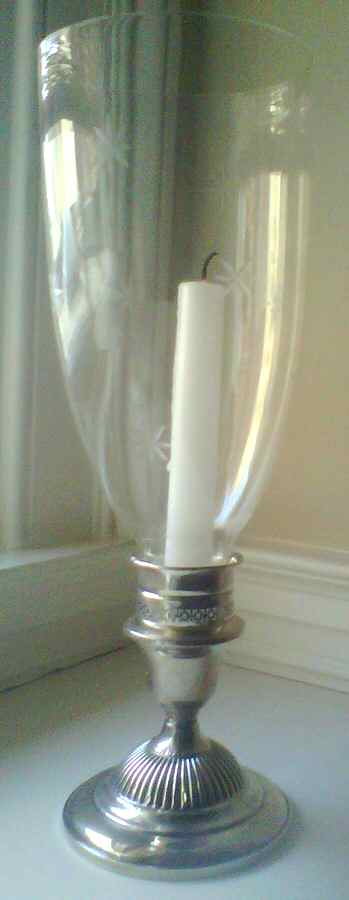 829 (Sterling, Hollowware) Weighted Hurricane Lamp & Globe by Fisher Silversmiths-1