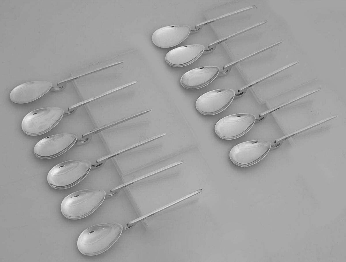 FHO2 (Sterling) (Set of 12) Demitasse Spoon by Francis Howard LTD-1