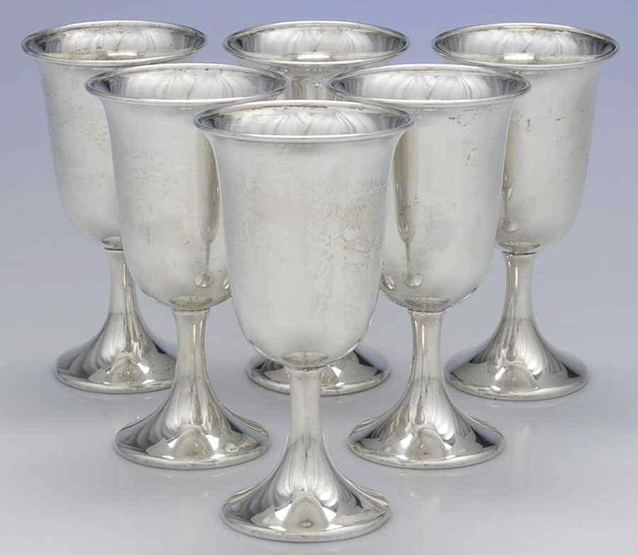 71 (Sterling, Hollowware) Water Goblet - Set of 6 by Fisher Silversmiths-1
