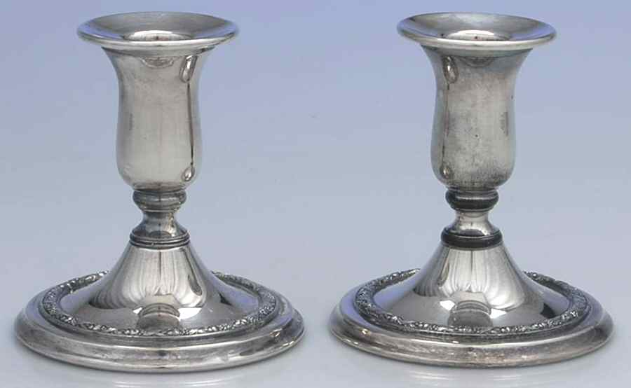Festival (Silverplate, Hollowware) Pair of 4" Console Candleholders by Forbes-1