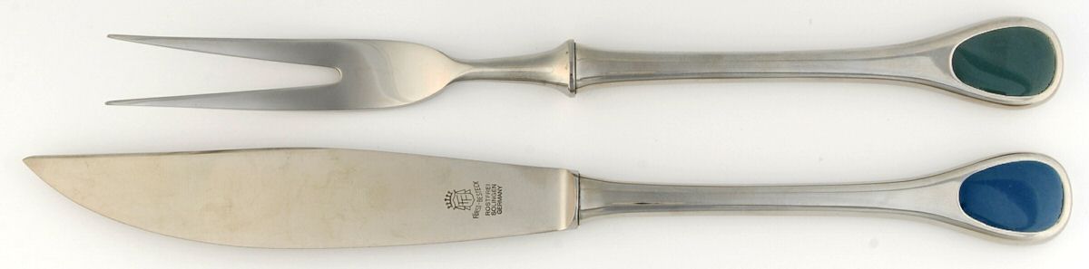 Happy Day-Dark Green (Stainless) Small Stainless Blade 2-Piece Steak Carving Set by Furst Furosil-1