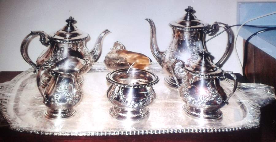 3290 (Silverplate, Hollowware) 6-Piece Plated Tea Set (Waste & Tray) by Friedman-1