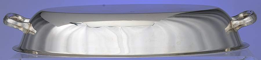 1600 (Silverplate, Hollowware) 11" Oval Divided Vegetable (Top) by F B Rogers-1