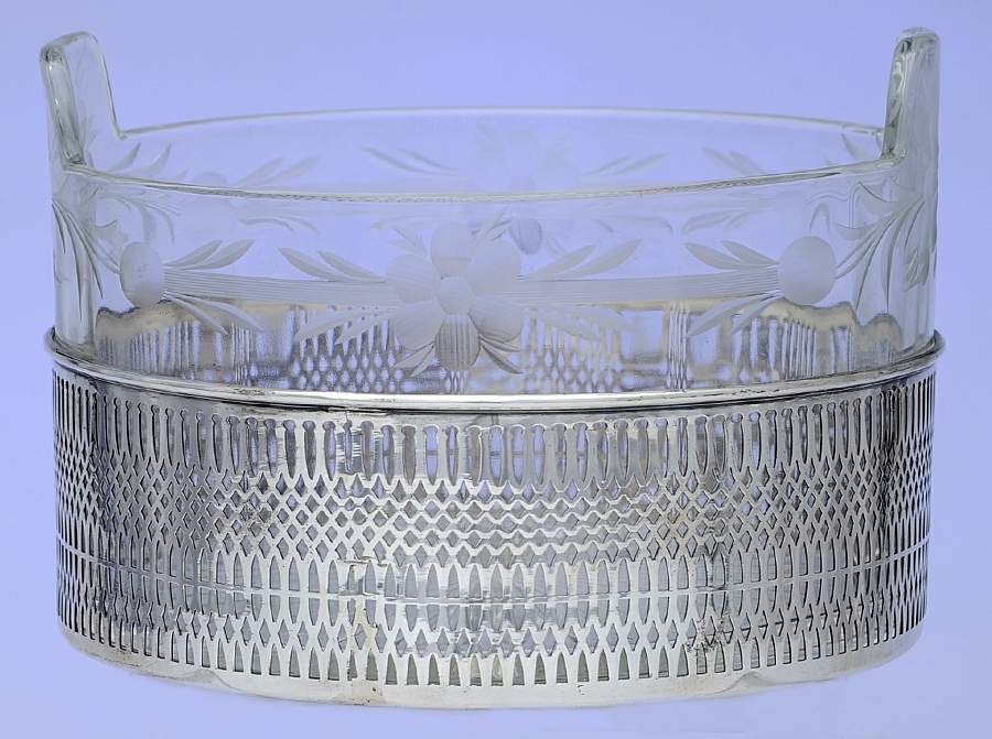B588 (Sterling, Hollowware) Wine Bottle Holder with Attached Crystal by Frank Whiting-1