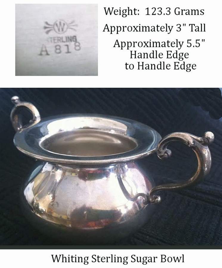 A818 (Sterling, Hollowware) Open Sugar Bowl by Frank Whiting-1