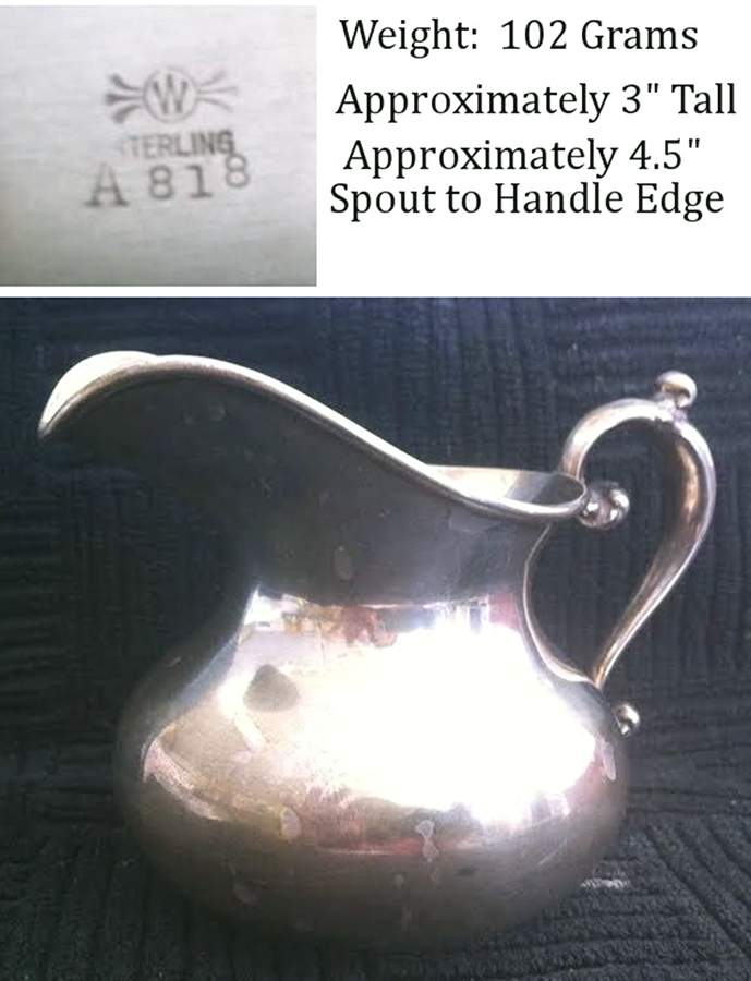 A818 (Sterling, Hollowware) Creamer by Frank Whiting-1