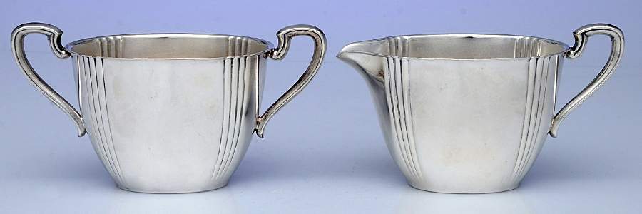 2460 (Silverplate, Hollowware) Creamer & Open Sugar Set by Forbes-1