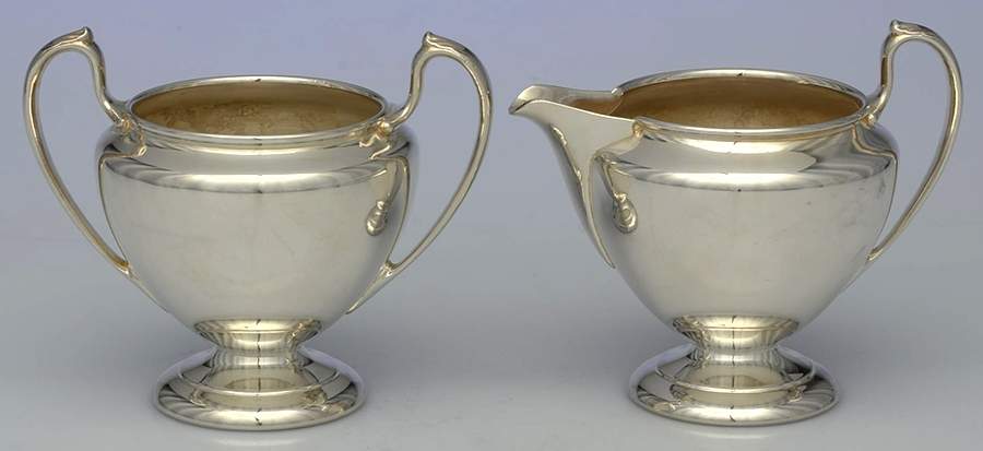 3612 (Silverplate, Hollowware) Creamer & Open Sugar Set by Forbes-1