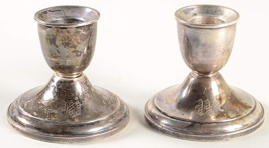 206 (Sterling, Hollowware) Pair of Weighted Candleholders by Frank Whiting-1