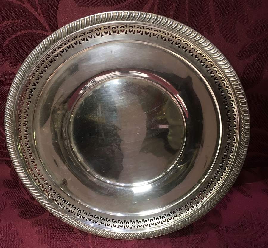 2150 (Sterling, Hollowware) 9" Sandwich Plate by Fisher Silversmiths-1