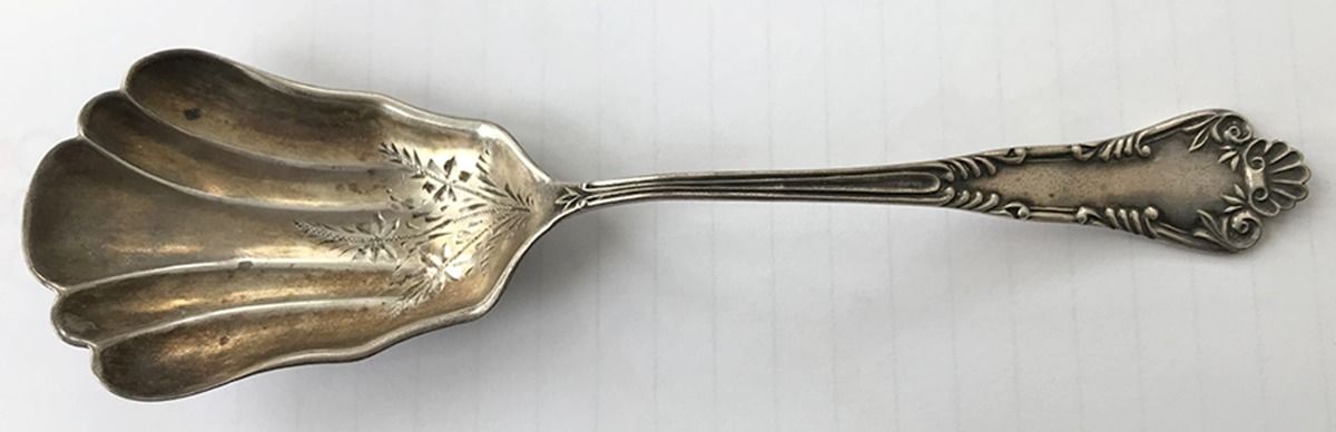 FSG11 (Sterling) Bright Cut Bowl Sugar Spoon by F S Gilbert-1