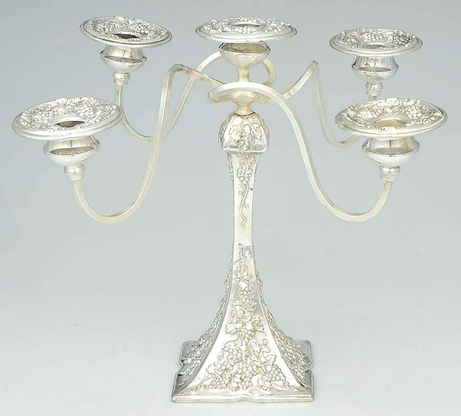 108 (Silverplate, Hollowware) 12" 5 Light Candelabra by Forbes-1