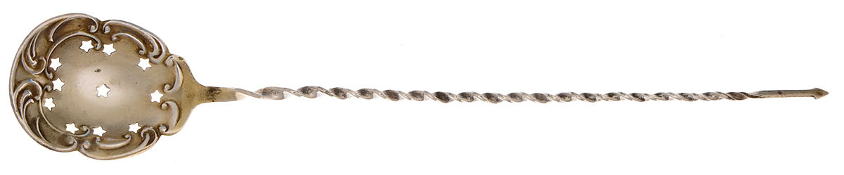 FES22 (Sterling) Pierced Bowl Long Handle Olive Spoon by Fessenden-1