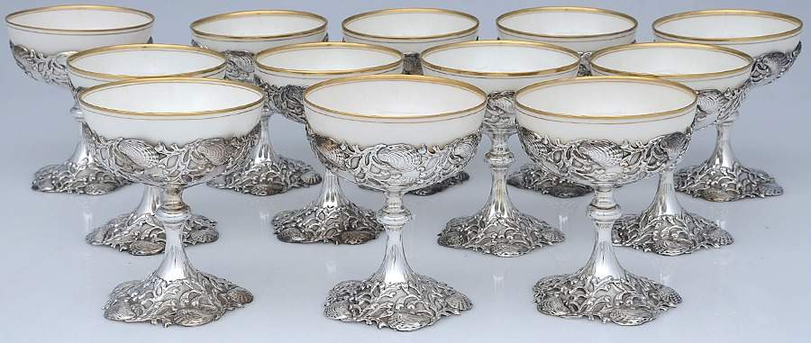 3512 (Sterling, Hollowware) Sherbet with Ceramic Liner - Set of 12 by Frank Whiting-1