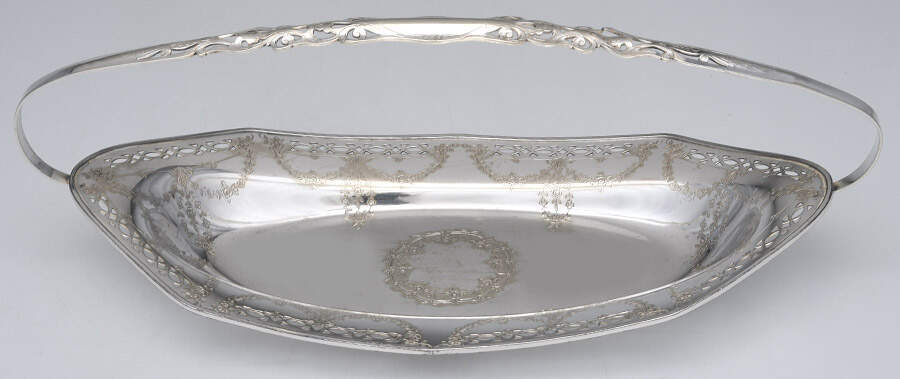 130 (Silverplate, Hollowware) Handled Bread Basket by Forbes-1