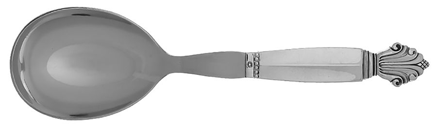 Acanthus (Sterling, 1917) Salad Serving Spoon with Stainless Bowl by Georg Jensen (Denmark)-1