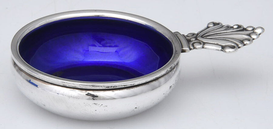Acanthus (Sterling, 1917) Enameled Salt Cellar Individual by Georg Jensen (Denmark)-1