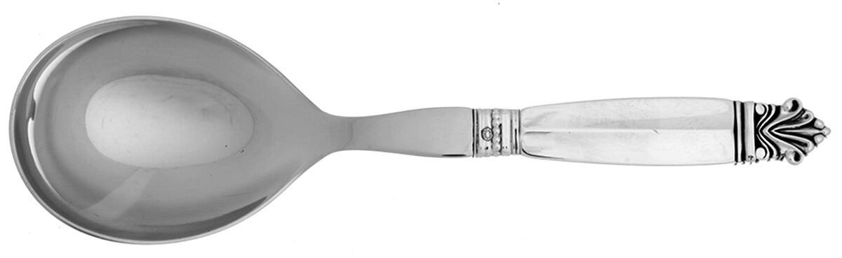 Acanthus (Sterling, 1917) Serving Spoon with Stainless Bowl by Georg Jensen (Denmark)-1
