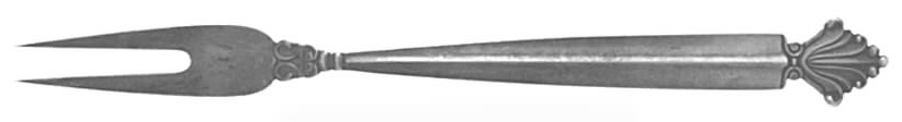 Acanthus (Sterling, 1917) 2-Tine Cold Cut Serving Fork by Georg Jensen (Denmark)-1