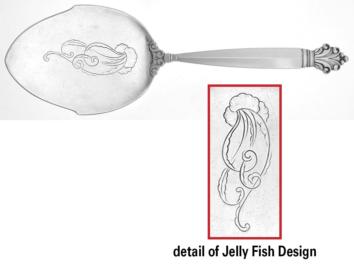 Acanthus (Sterling, 1917) Large Solid Fish Serving Knife by Georg Jensen (Denmark)-1