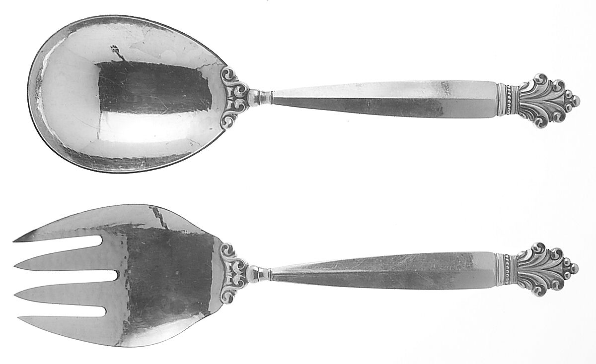 Acanthus (Sterling, 1917) Large Solid Serving Set by Georg Jensen (Denmark)-1