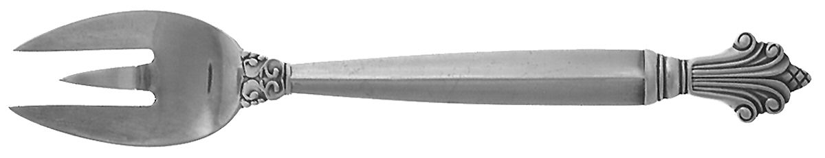 Acanthus (Sterling, 1917) Lemon Fork, 3 Tine by Georg Jensen (Denmark)-1