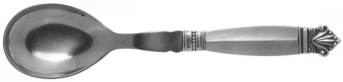 Acanthus (Sterling, 1917) Salad Serving Spoon Stainless Bowl Small by Georg Jensen (Denmark)-1