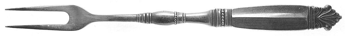 Acanthus (Sterling, 1917) Large 2-Tine Cold Meat Serving Fork by Georg Jensen (Denmark)-1