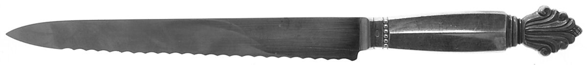 Acanthus (Sterling, 1917) Bread Knife with Stainless Blade by Georg Jensen (Denmark)-1