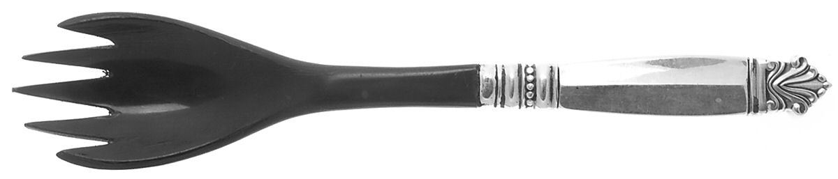 Acanthus (Sterling, 1917) Salad Serving Fork with Horn Tines by Georg Jensen (Denmark)-1