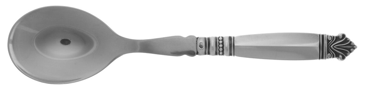 Acanthus (Sterling, 1917) Salad Serving Spoon Stainless Bowl Medium by Georg Jensen (Denmark)-1