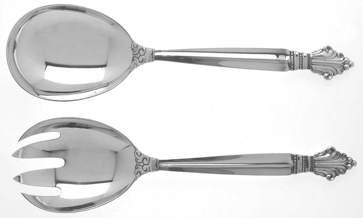 Acanthus (Sterling, 1917) Medium Solid Serving Set by Georg Jensen (Denmark)-1