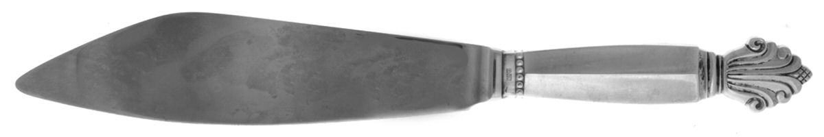 Acanthus (Sterling, 1917) Cake Knife with Stainless Blade by Georg Jensen (Denmark)-1
