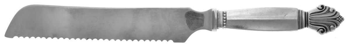 Acanthus (Sterling, 1917) Bread Knife with Stainless Blade by Georg Jensen (Denmark)-1