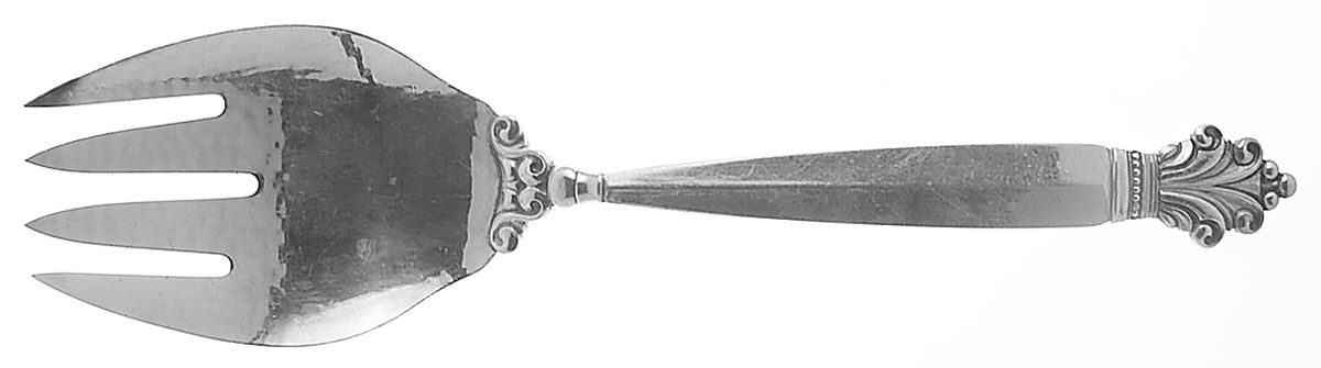 Acanthus (Sterling, 1917) Large Solid Serving Fork by Georg Jensen (Denmark)-1
