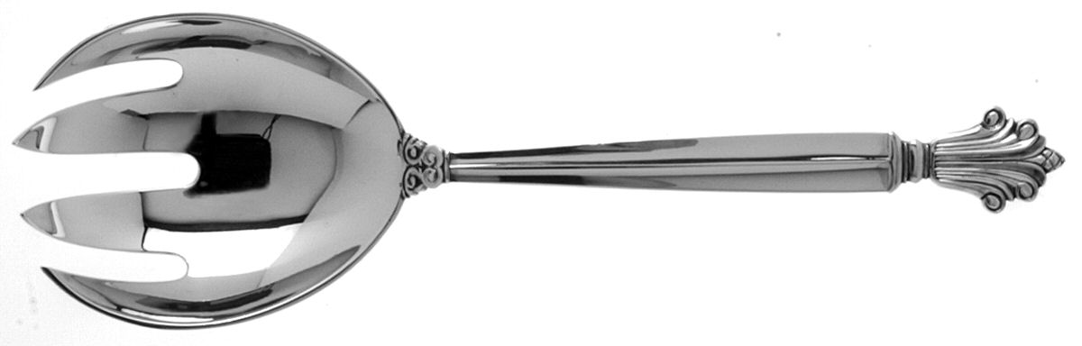 Acanthus (Sterling, 1917) Medium Solid Serving Fork by Georg Jensen (Denmark)-1