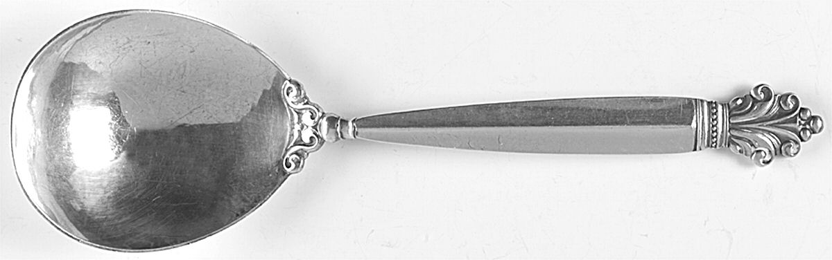 Acanthus (Sterling, 1917) Large Solid Serving Spoon by Georg Jensen (Denmark)-1