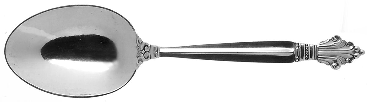 Acanthus (Sterling, 1917) Vegetable Serving Spoon (Solid) by Georg Jensen (Denmark)-1
