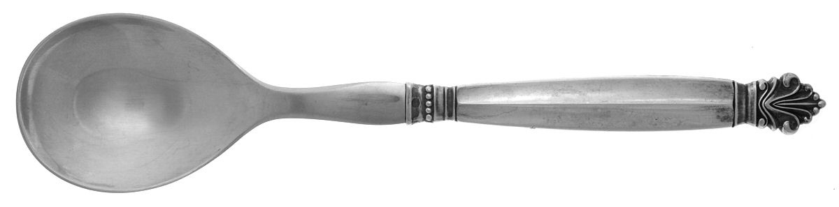 Acanthus (Sterling, 1917) Salad Servng Spoon with Stainless Bowl by Georg Jensen (Denmark)-1