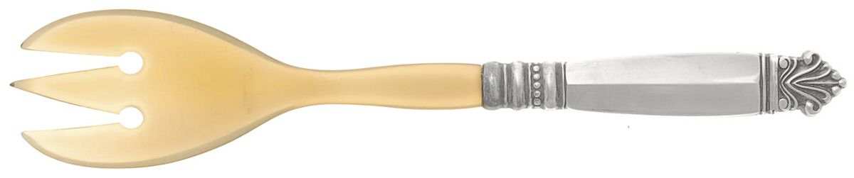 Acanthus (Sterling, 1917) Salad Serving Fork with Horn Tines by Georg Jensen (Denmark)-1
