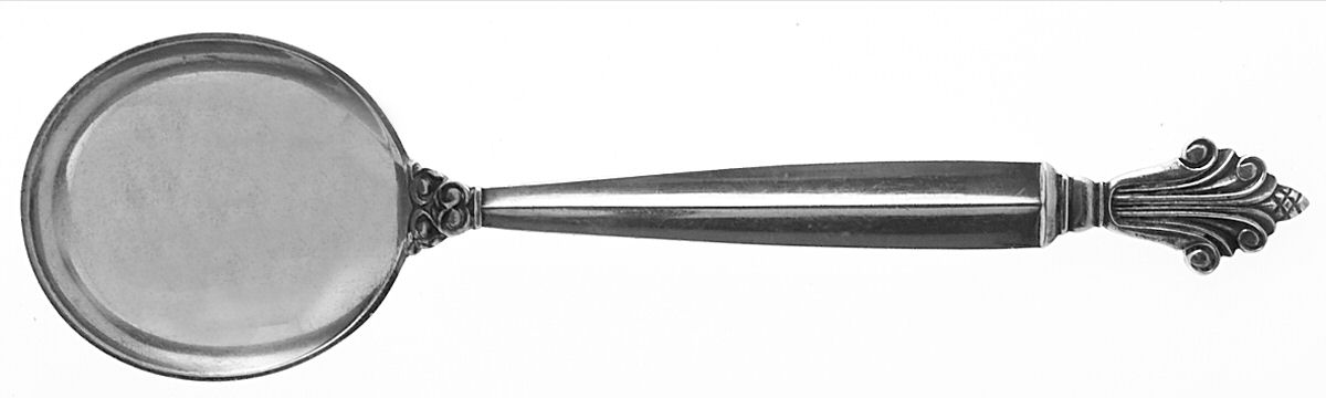 Acanthus (Sterling, 1917) Round Bowl Soup Spoon (Bouillon) by Georg Jensen (Denmark)-1