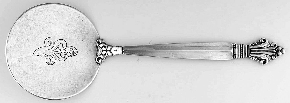 Acanthus (Sterling, 1917) Solid Chased Pie Serving Spoon by Georg Jensen (Denmark)-1