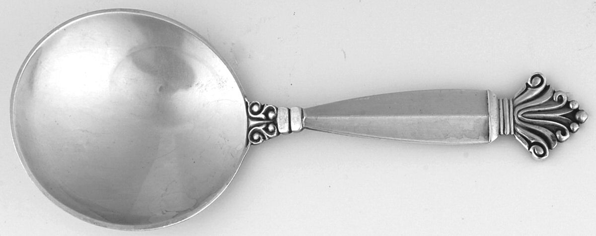 Acanthus (Sterling, 1917) Sugar Spoon by Georg Jensen (Denmark)-1