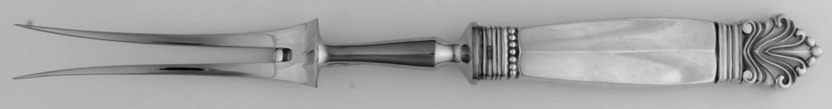 Acanthus (Sterling, 1917) Large Stainless-Prong Roast Carving Fork by Georg Jensen (Denmark)-1