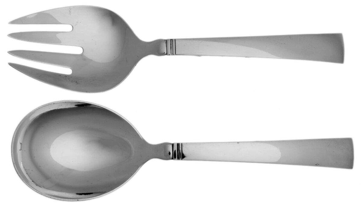 Acadia-Blok (Sterling, 1931) Medium Solid Serving Set by Georg Jensen (Denmark)-1