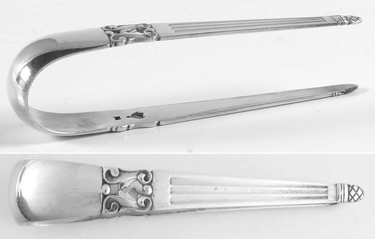 Acorn (Sterling, 1915) Small Sugar Tongs by Georg Jensen (Denmark)-1