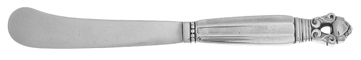 Acorn (Sterling, 1915) Hollow Handle Paddle Butter Spreader (Solid) by Georg Jensen (Denmark)-1