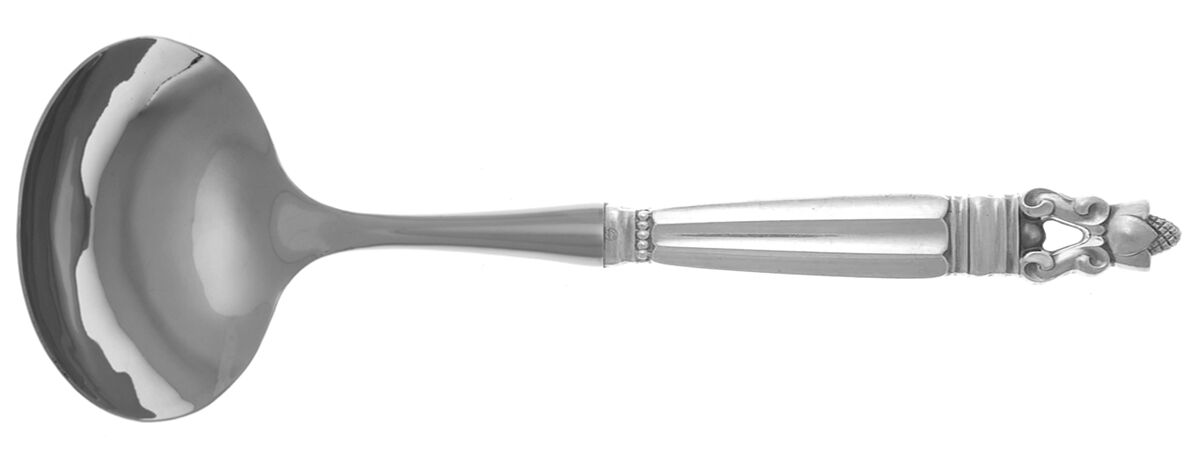 Acorn (Sterling, 1915) Gravy Ladle with No Spout Stainless Bowl HC by Georg Jensen (Denmark)-1