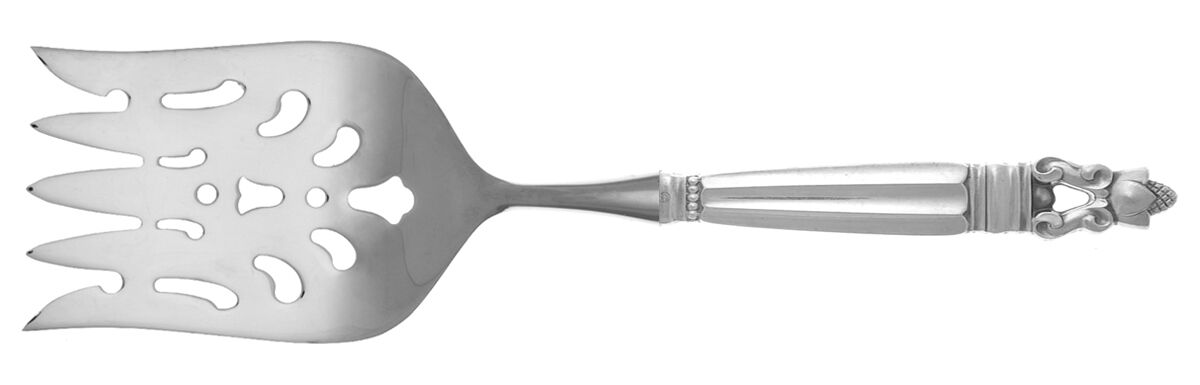 Acorn (Sterling, 1915) Fish Serving Fork with Stainless Tines HC by Georg Jensen (Denmark)-1